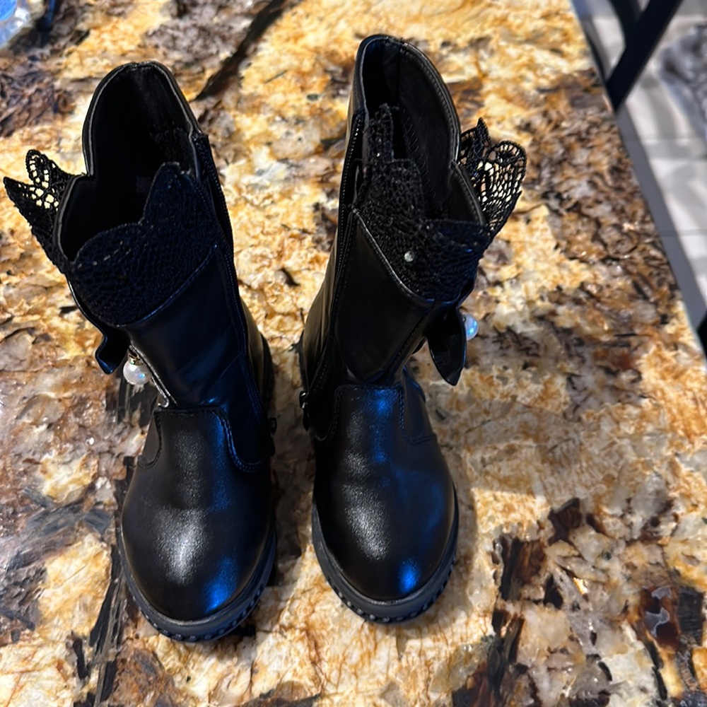 Toddler Girls black boots size 27 Euro toddler 10 US